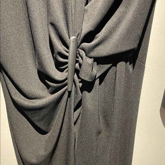 DKNY Black Faux Wrap Dress with Embellishment. - Picture 4 of 11